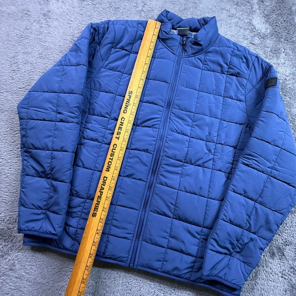 Voyager Quilt Lined Puffer Jacket Mens M Blue Full Zip Gorpcore Outdoor